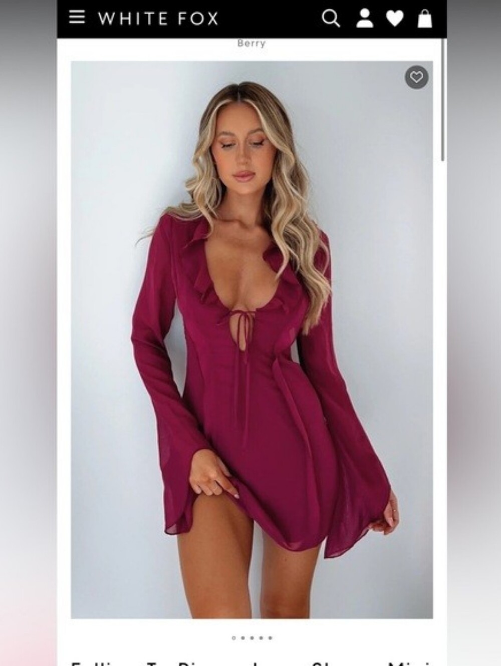 White Fox Boutique Magenta Ruffle-Front Mini Dress